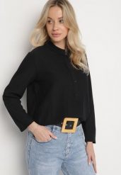 Czarna Koszula z Podwijanymi Rękawami Ilanielis. Czarne koszule Born2be, m, bez wzorów, z jeansu, casualowe, bez kołnierzyka, bez ramiączek. W wyprzedaży za 55.24 zł.