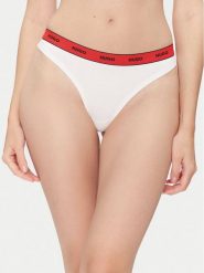 HUGO Stringi Thong Stripe Pyp 50545700 Biały. Białe stringi Hugo, bez wzorów, z bawełny. Za 89.99 zł.