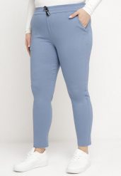 Niebieskie Casualowe Spodnie z Elastyczną Gumką w Pasie i Ozdobnymi Sznurkami Penderia. Niebieskie jeansy Born2be, xl, bez wzorów, z jeansu. W wyprzedaży za 72.24 zł.