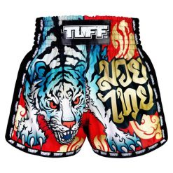 Spodenki treningowe TUFF Red Furious Tiger. Czerwone szorty sportowe TUFF, bez wzorów. Za 149.00 zł.