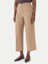 Marella Spodnie materiałowe Clava 2615131182 Beżowy Regular Fit. Brązowe spodnie materiałowe Marella, bez wzorów, ze lnu. Za 539.99 zł.