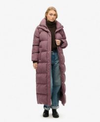 Długa pikowana kurtka Maxi od SUPERDRY. Fioletowe kurtki Superdry, bez wzorów, eleganckie, bez kaptura. Za 928.20 zł.