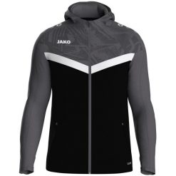 Damska bluza dresowa z kapturem zapinana na zamek błyskawiczny Jako Iconic. Czarne bluzy JAKO, bez wzorów, z dresówki, bez ramiączek, z kapturem. Za 386.50 zł.