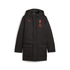 Młodzieżowa kurtka treningowa na zimę AC Milan PUMA. Czarna kurtki do biegania Puma, na zimę, l, bez wzorów, bez kaptura, do biegania. Za 619.00 zł.