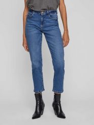 Vila Dżinsy - Slim fit - w kolorze niebieskim rozmiar: 34/L30. Niebieskie jeansy Vila, l, z aplikacjami, ze skóry, klasyczne. Za 83.81 zł.