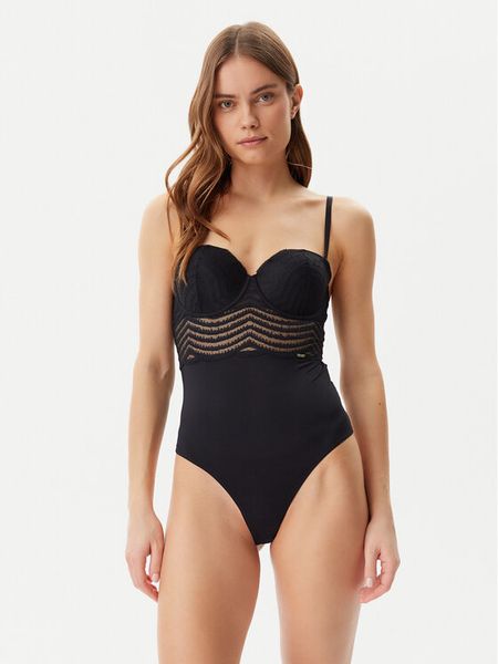 BOSS Body 50535147 Czarny. Czarne body i gorsety Boss, bez wzorów, z syntetyku, bez ramiączek. Za 239.99 zł.