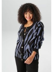 Aniston Kardigan w kolorze czarno-niebieskim rozmiar: 50. Czarne swetry Aniston, bez wzorów, bez ramiączek. Za 104.99 zł.