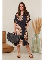 Curvy Lady Sukienka w kolorze czarno-brązowym rozmiar: 40/42. Czarne sukienki Curvy Lady, bez wzorów, z wiskozy, klasyczne, bez kołnierzyka, bez ramiączek, midi. Za 126.15 zł.