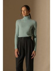 Perfect Cashmere Kaszmirowy golf "Ashley" w kolorze miętowym rozmiar: L. Niebieskie swetry Perfect Cashmere, l, bez wzorów, z kaszmiru, bez ramiączek. Za 277.36 zł.