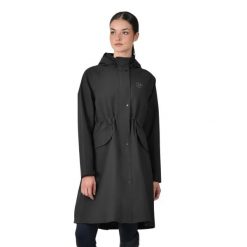 Długa kurtka przeciwdeszczowa dla kobiet do jazdy konnej Dublin. Czarne kurtki DUBLIN, bez wzorów, bez kaptura, do jazdy konnej. Za 633.00 zł.