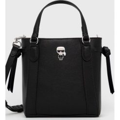 Karl Lagerfeld torebka skórzana kolor czarny. Czarne listonoszki KARL LAGERFELD, bez wzorów, z materiału, na ramię, bez dodatków. Za 1,149.90 zł.