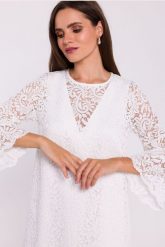 Zjawiskowa sukienka koronkowa trapezowa w kolorze ecru. Sukienki Stylove, s, bez wzorów, z koronki, eleganckie, bez kołnierzyka, bez ramiączek, trapezowe. Za 419.00 zł.