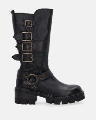 CZARNE WORKERY Z KLAMRAMI D560 TAR-N BLA-G. Czarne botki Venezia, bez wzorów, ze skóry, bez obcasa, bez zapięcia. Za 789.00 zł.