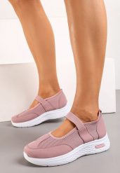 Różowe Tenisówki Półbuty z Siateczką i Elastyczną Gumką Volema. Czerwone trampki Born2be, bez wzorów, eleganckie, bez zapięcia. Za 99.99 zł.