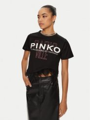 PINKO T-Shirt Martignano 103130 A1LV Czarny Regular Fit. Czarne t-shirty Pinko, xs, bez wzorów, z bawełny, bez kołnierzyka, bez ramiączek. Za 329.99 zł.