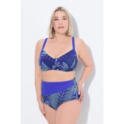 Damskie Bikini wzór paproci miękkie miseczki drapowany fason. Niebieskie bikini Ulla Popken, bez wzorów, z elastanu. Za 279.99 zł.