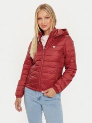 Guess Kurtka puchowa W4YL00 WG922 Czerwony Regular Fit. Czerwone kurtki Guess, xs, z aplikacjami, z puchu, bez kaptura. Za 479.99 zł.