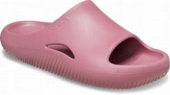 Klapki Dla Dorosłych Crocs Mellow Recovery Slide. Czerwone klapki Crocs, bez wzorów, z materiału, bez obcasa, bez zapięcia. Za 139.99 zł.