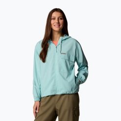 Bluza trekkingowa damska Columbia Skien Valley Hooded. Niebieskie bluzy Columbia, bez wzorów, sportowe, bez ramiączek, bez kaptura. Za 369.99 zł.