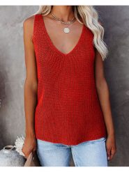 Milan Kiss Top w kolorze czerwonym rozmiar: L. Czerwone topy Milan Kiss, l, bez wzorów, z bawełny, bez kołnierzyka, bez ramiączek. Za 109.95 zł.