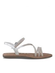 Tamaris Skórzane sandały w kolorze srebrnym rozmiar: 38. Szare sandały Tamaris, bez wzorów, klasyczne, z otwartym noskiem, bez obcasa, bez zapięcia. Za 105.38 zł.