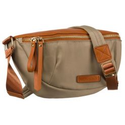 Saszetka damska z nylonu w kolorach khaki i brązowym, zamykana suwakiem - Rovicky. Brązowe nerki i saszetki ROVICKY, bez wzorów, z nylonu, bez dodatków. Za 56.00 zł.