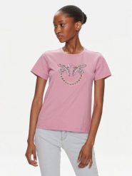Pinko T-Shirt Quentin 100535 A1R7 Różowy Regular Fit. Czerwone t-shirty Pinko, s, bez wzorów, z bawełny, bez kołnierzyka, bez ramiączek. Za 289.99 zł.