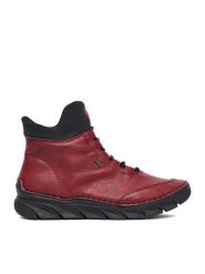 Rieker Botki CEO-55069-35 Czerwony. Czerwone botki Rieker, bez wzorów, ze skóry, bez obcasa, na płaskiej podeszwie, bez zapięcia. Za 369.99 zł.