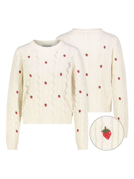 Eight2Nine Sweter w kolorze kremowo-czerwonym rozmiar: L. Brązowe swetry Eight2Nine, l, bez wzorów, z bawełny, bez ramiączek. Za 113.99 zł.