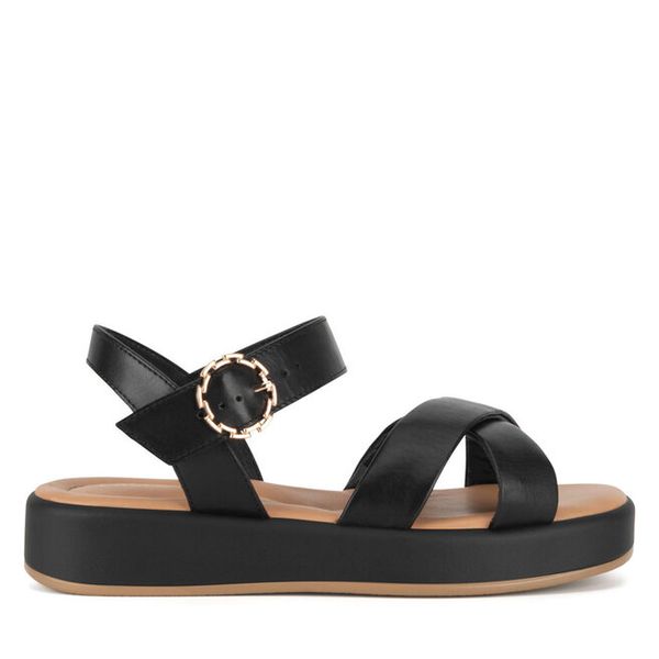 Sandały Lasocki. Czarne sandały Lasocki, bez wzorów, bez obcasa, na płaskiej podeszwie, bez zapięcia. Za 169.99 zł.