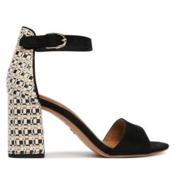 Sandały Tamaris. Czarne sandały Tamaris, bez wzorów, bez obcasa, na słupku, bez zapięcia. Za 329.99 zł.