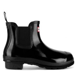 Kalosze Hunter. Czarne kalosze Hunter, bez wzorów, bez zapięcia. Za 399.99 zł.