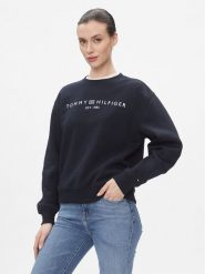 Tommy Hilfiger Bluza Logo WW0WW39791 Niebieski Regular Fit. Niebieskie bluzy Tommy Hilfiger, m, bez wzorów, z bawełny, bez kaptura. Za 229.99 zł.