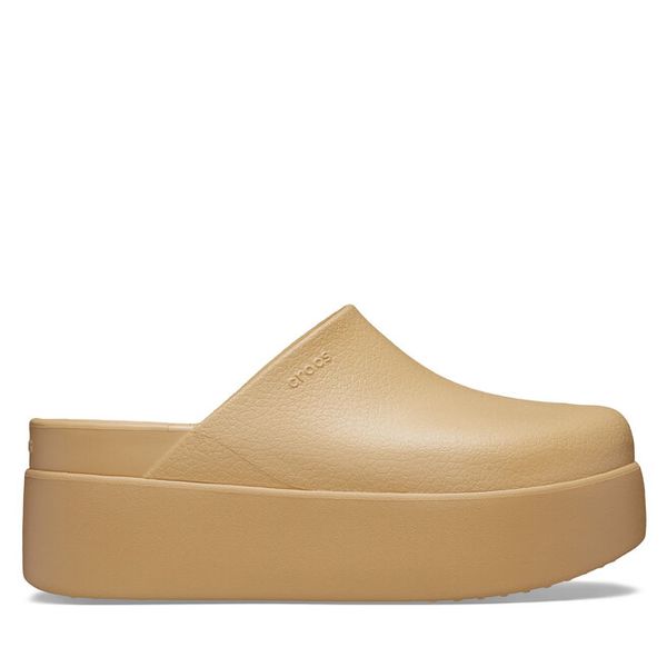 Klapki Crocs. Brązowe klapki Crocs, bez wzorów, bez obcasa, bez zapięcia. Za 209.99 zł.