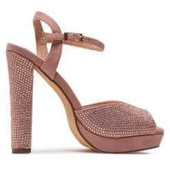 Sandały Menbur. Brązowe sandały Menbur, bez wzorów, bez obcasa, na słupku, bez zapięcia. Za 269.99 zł.