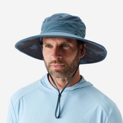 Kapelusz wędkarski Caperlan Anti-Uv 60 cm. Niebieskie kapelusze CAPERLAN, bez wzorów, z materiału, sportowe. Za 69.99 zł.