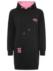 Zwillingsherz Sukienka dresowa "Wild Wild Wild" w kolorze czarnym rozmiar: L/XL. Czarne sukienki Zwillingsherz, l, bez wzorów, z dresówki, bez kołnierzyka, bez ramiączek, midi. Za 242.13 zł.