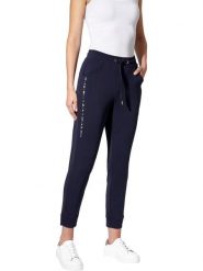 Heine Spodnie dresowe w kolorze granatowym rozmiar: 40. Niebieskie spodnie sportowe Heine, bez wzorów, z dresówki. Za 78.99 zł.