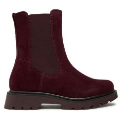 Sztyblety Tamaris. Czerwone botki Tamaris, bez wzorów, bez obcasa, na płaskiej podeszwie, bez zapięcia. Za 319.99 zł.