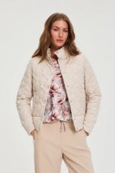 Pikowana kurtka beżowa. Brązowe kurtki MOODO, bez wzorów, z poliamidu, bez kaptura. Za 219.99 zł.