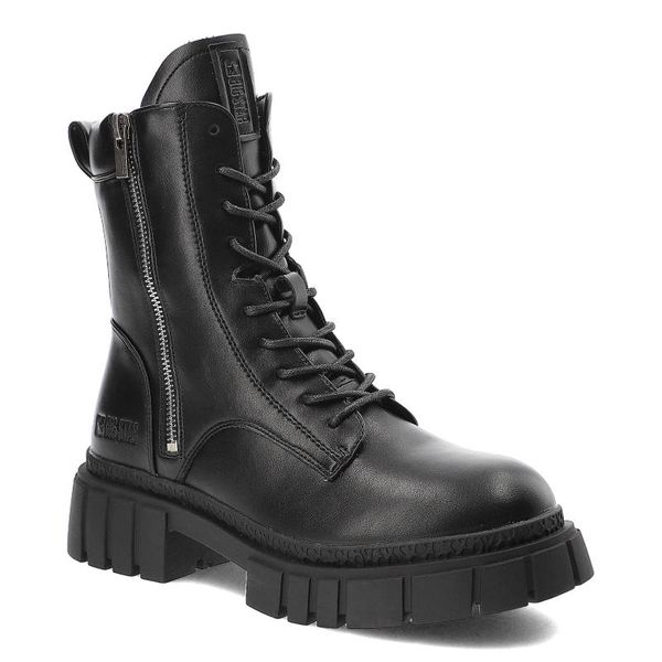 Czarne Glany Big Star Damskie Skórzane Ocieplane Obuwie. Czarne botki BIG STAR, bez wzorów, ze skóry ekologicznej, retro, bez obcasa, bez zapięcia. Za 209.00 zł.