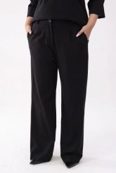 Eleganckie czarne spodnie Soft Comfort z kieszeniami PLUS SIZE XXL. Czarne spodnie materiałowe Moda Size Plus Iwanek, bez wzorów, z nylonu, biznesowe, krótkie. Za 229.90 zł.