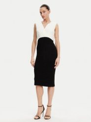 DKNY Sukienka koktajlowa DD4KWD80 Czarny Slim Fit. Czarne sukienki DKNY, bez wzorów, z syntetyku, wizytowe, bez kołnierzyka, bez ramiączek. Za 419.99 zł.