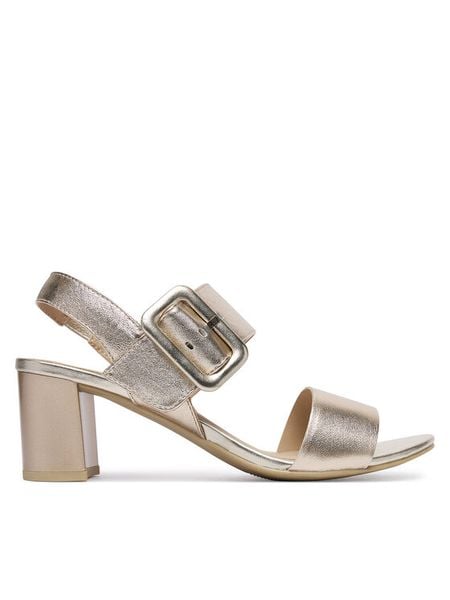 Caprice Sandały 9-28306-42 Złoty. Żółte sandały Caprice, bez wzorów, ze skóry, bez obcasa, na słupku, bez zapięcia. Za 217.99 zł.