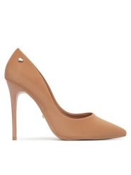 DeeZee Szpilki AB2-4503 Beżowy. Brązowe szpilki DeeZee, bez wzorów, ze skóry, bez obcasa, na szpilce, bez zapięcia. Za 139.99 zł.