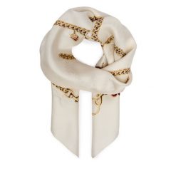 Chusta jedwabna Coach. Białe chusty Coach, bez wzorów, z jedwabiu. Za 399.99 zł.