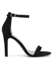 JENNY Sandały SS13814 Czarny. Czarne sandały Jenny, bez wzorów, z materiału, bez obcasa, na szpilce, bez zapięcia. Za 129.99 zł.