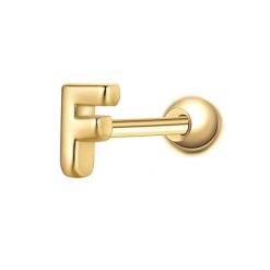 Glanzstücke München Piercing Litera F ze srebra próby 925 w kolorze zlotym Kolczyki 1 ct Damski. Żółte kolczyki Glanzstücke München, pozłacane. Za 110.49 zł.