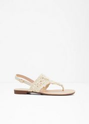 Sandały japonki. Brązowe sandały bonprix, bez wzorów, bez obcasa, bez zapięcia. Za 32.99 zł.