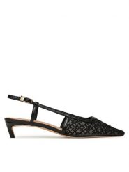 Tommy Hilfiger Czółenka Mono Squared Toe Kitten Slingb FW0FW08746 Czarny. Czarne czółenka Tommy Hilfiger, bez wzorów, z materiału, bez obcasa, bez zapięcia. Za 439.99 zł.
